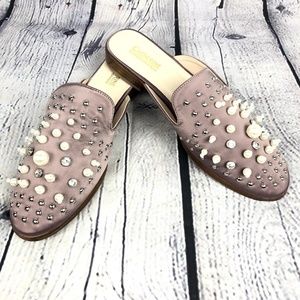 NEW Satin Mules With Pearls, Studs & Bling